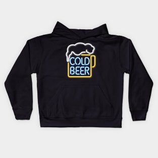 Cold Beer Neon Sign Kids Hoodie